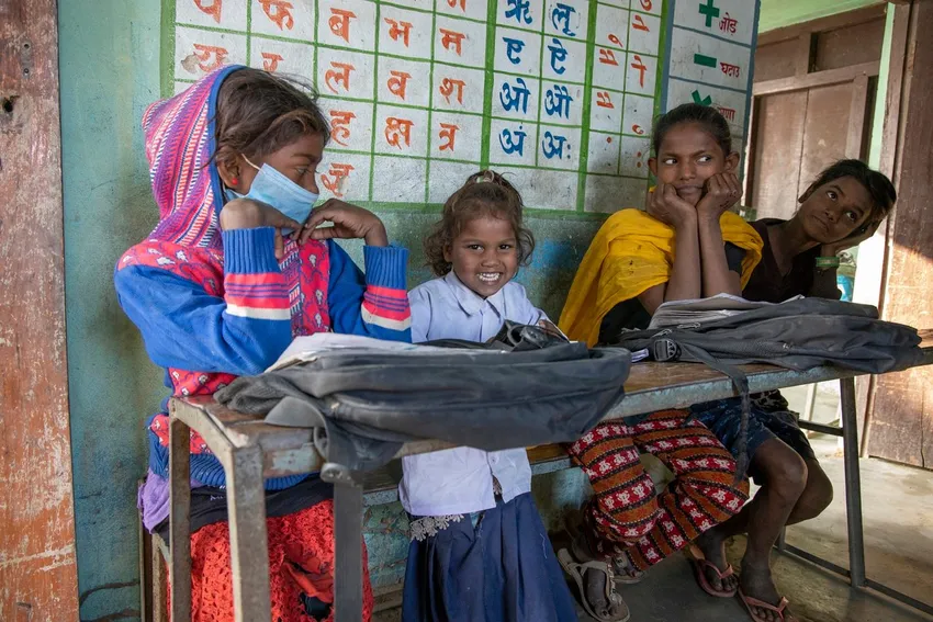 Children attending a learning centre at a leper colony, an initiative supported by Pipal Tree.