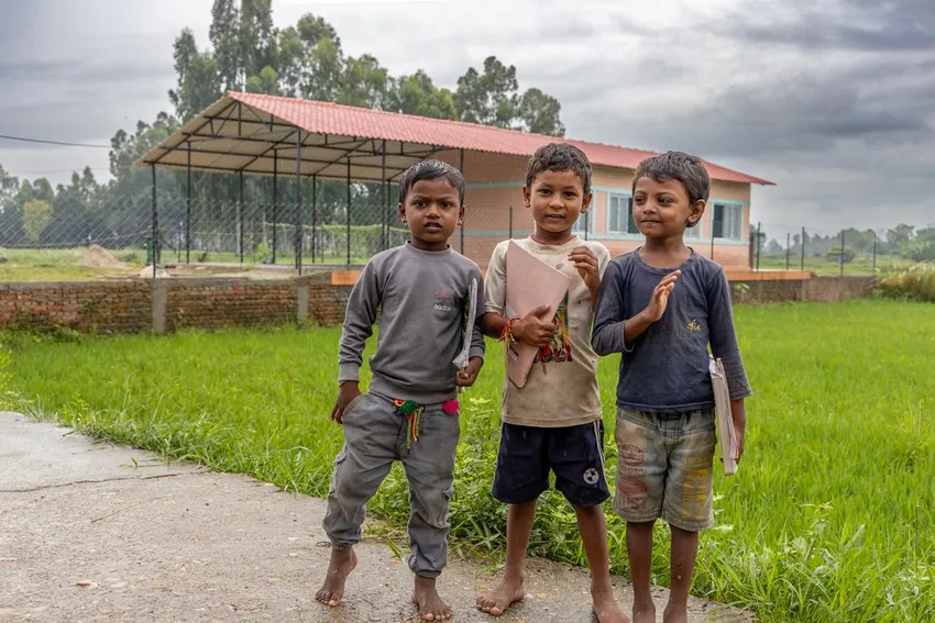 Boys on their way to attending a Community Learning Centre (CLC) that was built by Pipal Tree and that continues to receive funding support.