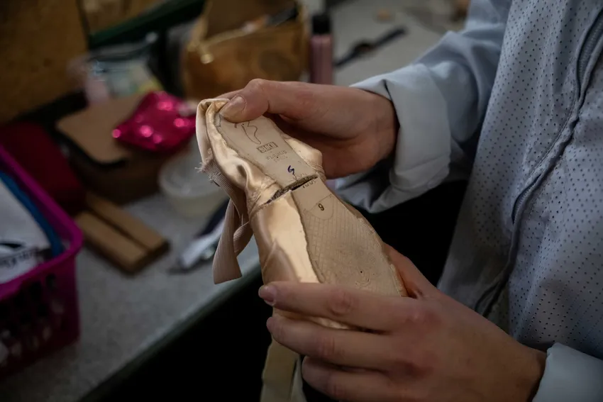 Broken pointe shoe backstage