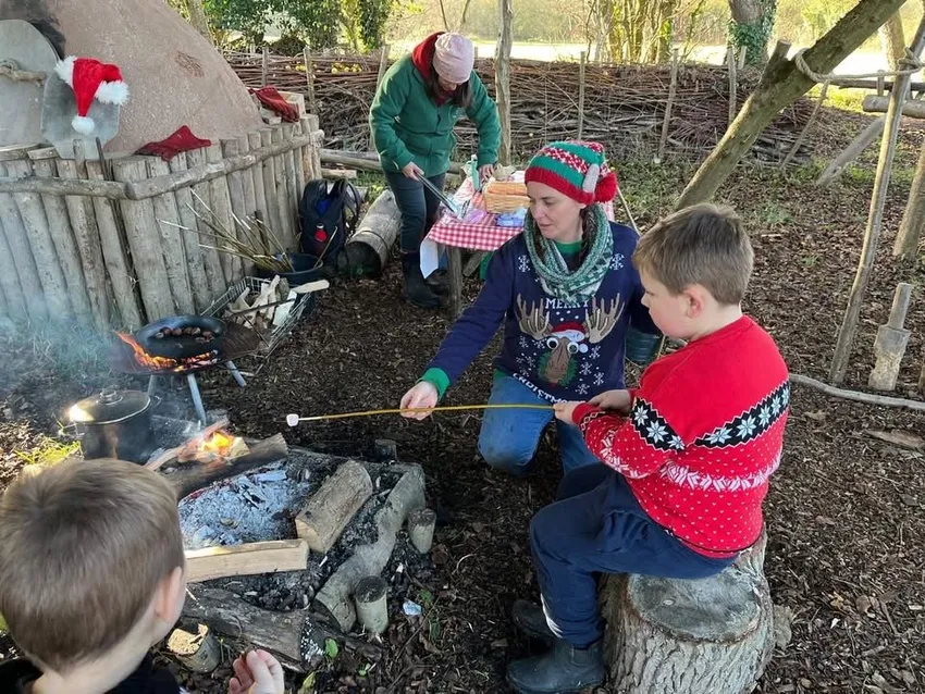 Christmas marshmallow roasting