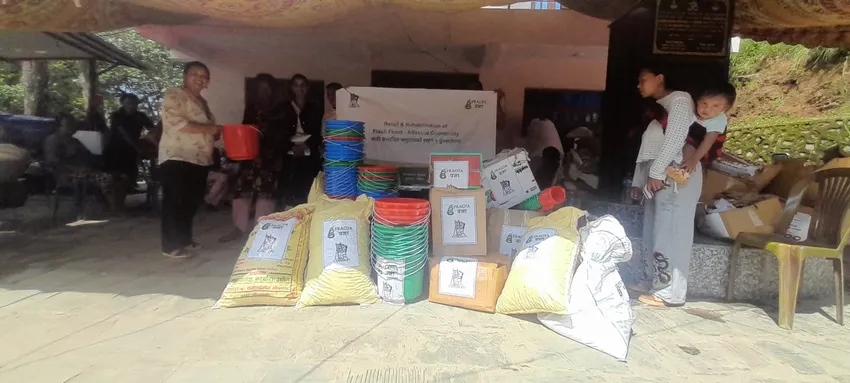 Images from Pragya's distribution of emergency aid on the 8th September 2026