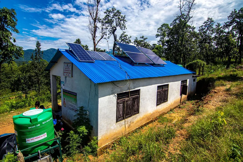 Solar panels on off-grid health centre.