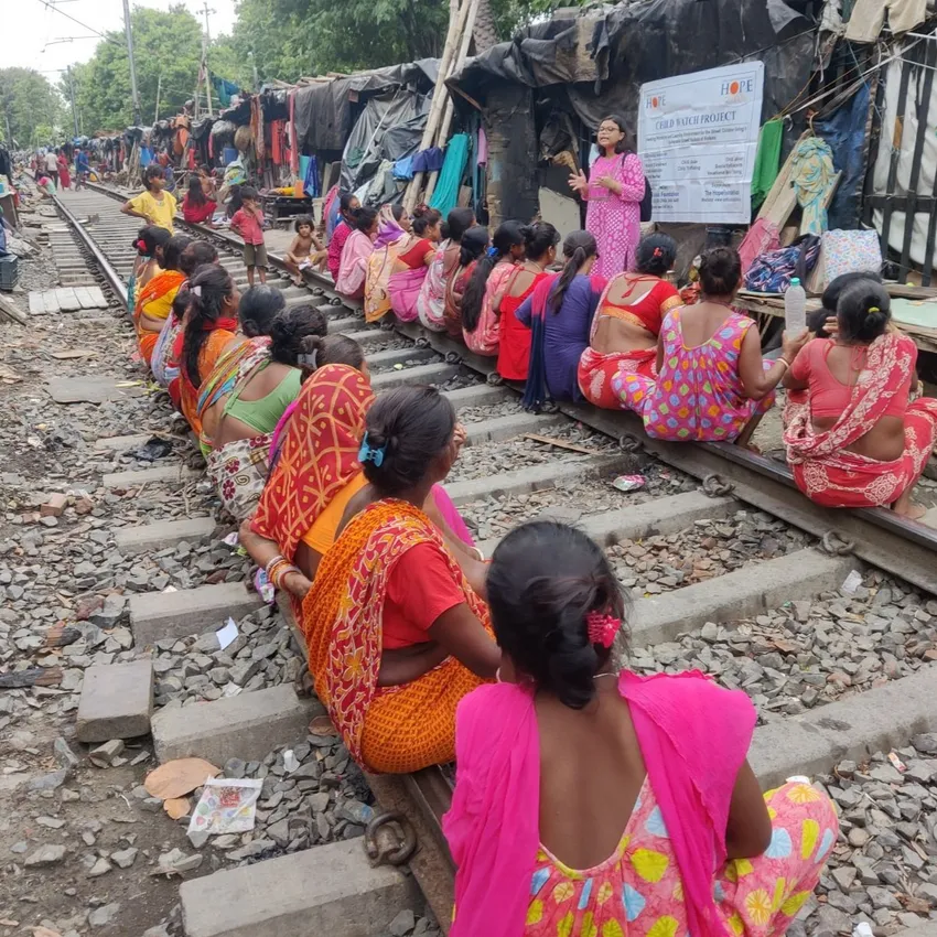 Child Watch Project meeting in a slum dwelling community