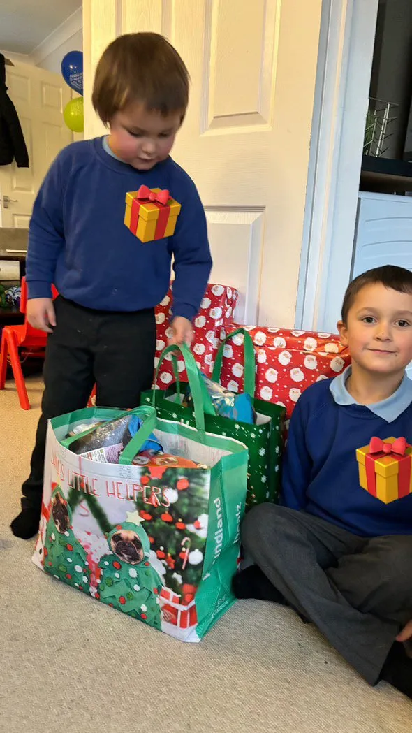 Children receiving gifts