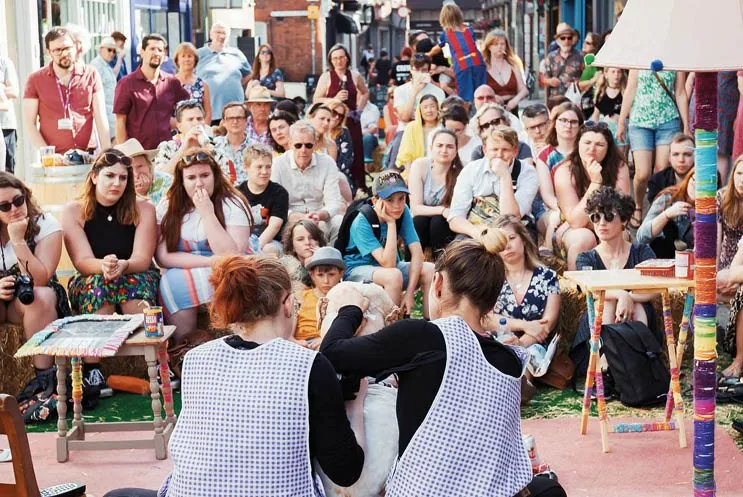 outdoor-arts-young people performing at Hat Fair Festival