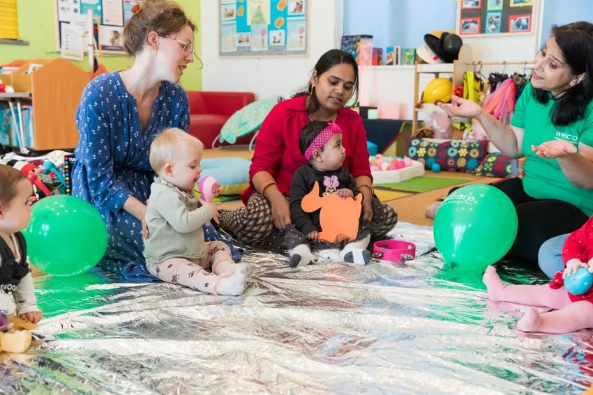 Welcare's Playworker delivering a group for pre-school aged children and their parents.