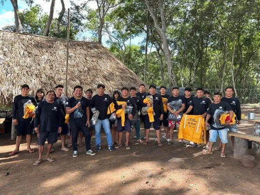 Indigenous firefighters of the Alto Xingu pose in a protected community