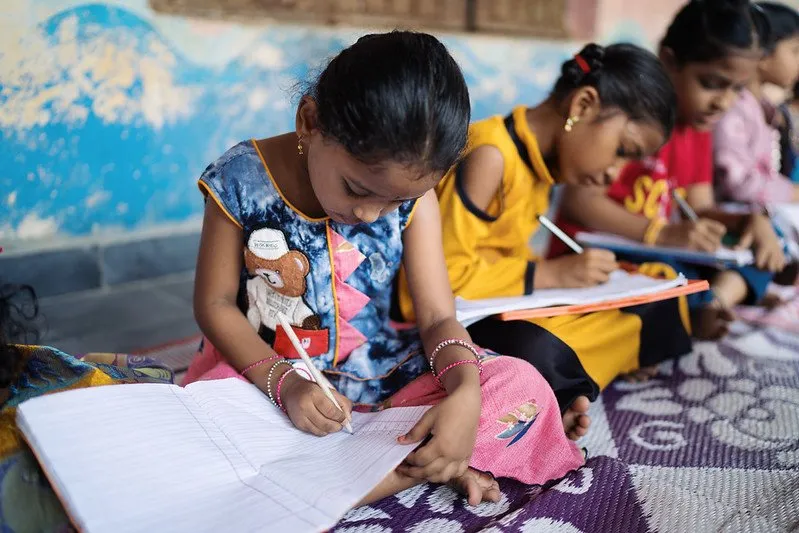 Student practicing writing