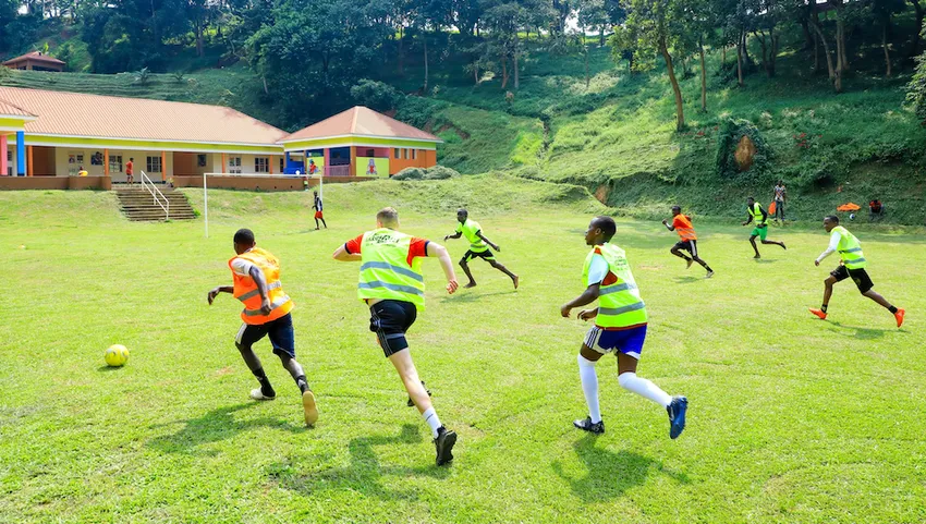 Football ball practice at the Kampala Children’t Centre