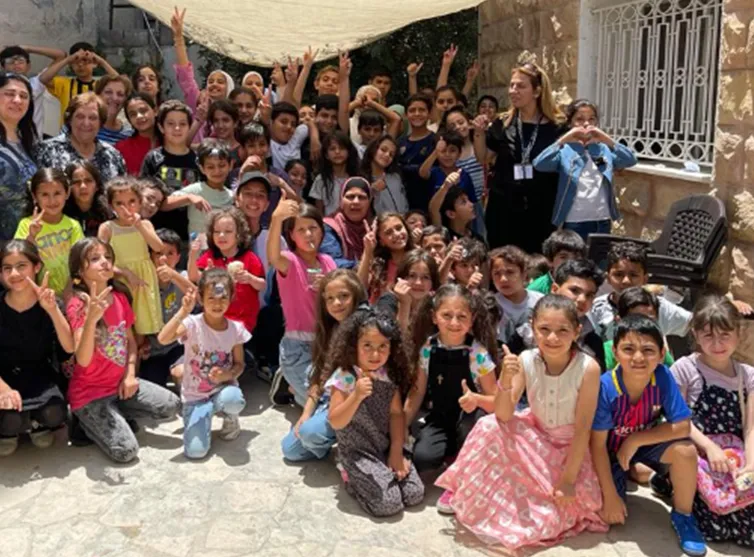 Refugee children at one of Mosaic's Olive Tree Centres