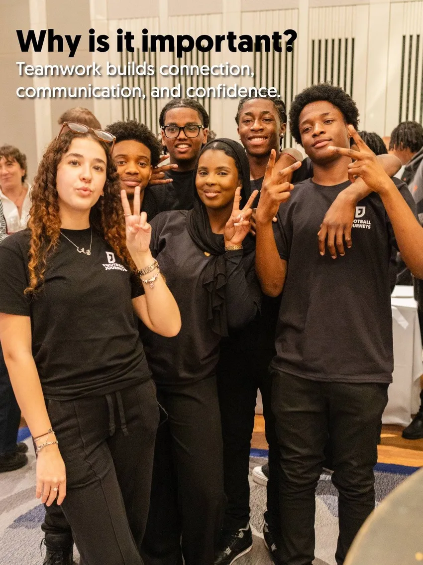 Five of FJ's teenage ambassadors smile for the camera after hosting a successful showcase event