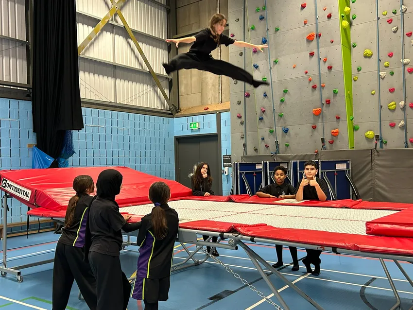 Students during Trampolining enrichment