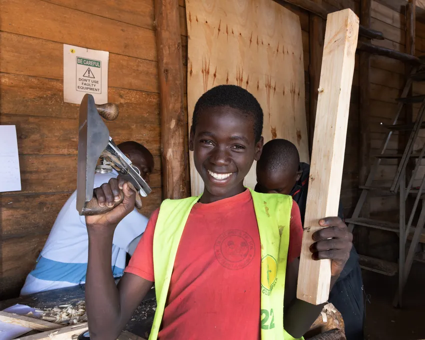 A proud carpentry student