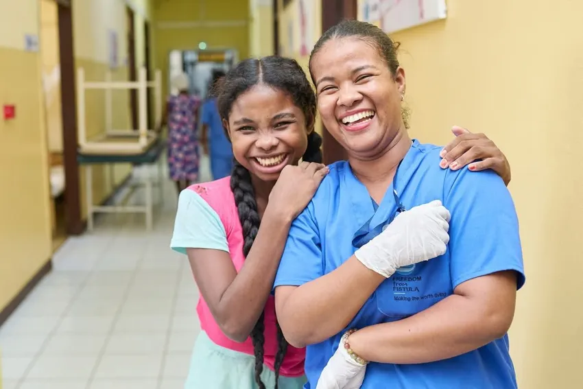 Patient and staff in Madagascar