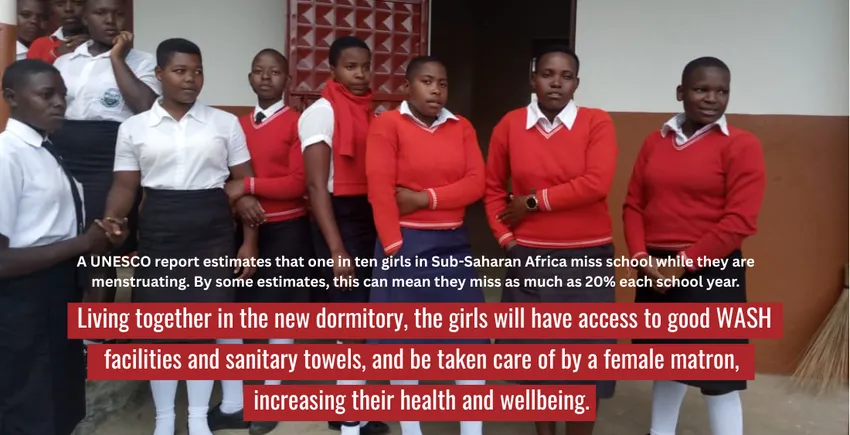 10 girls at Rwesasi secondary school in Uganda standing outside the girls' dormitory which Rafiki Thabo funded.