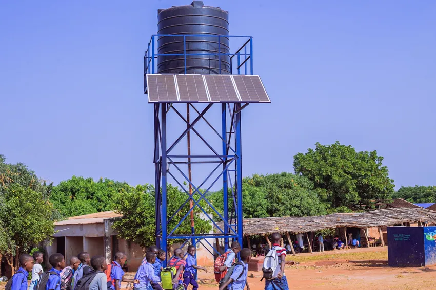 Water tank installed at a school