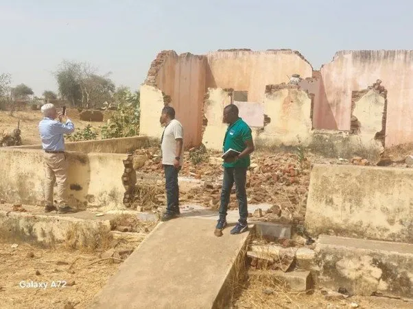 A destroyed Concern-funded Healthcare centre in Sudan