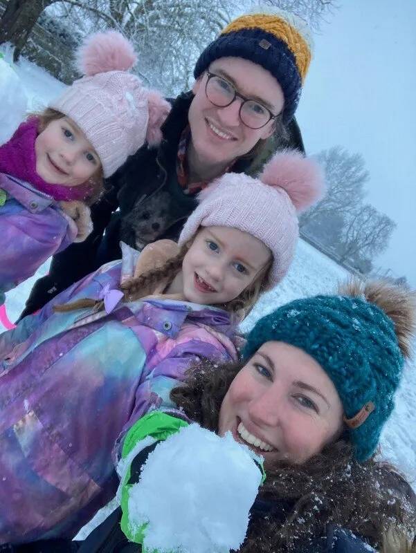 Family photo in the snow
