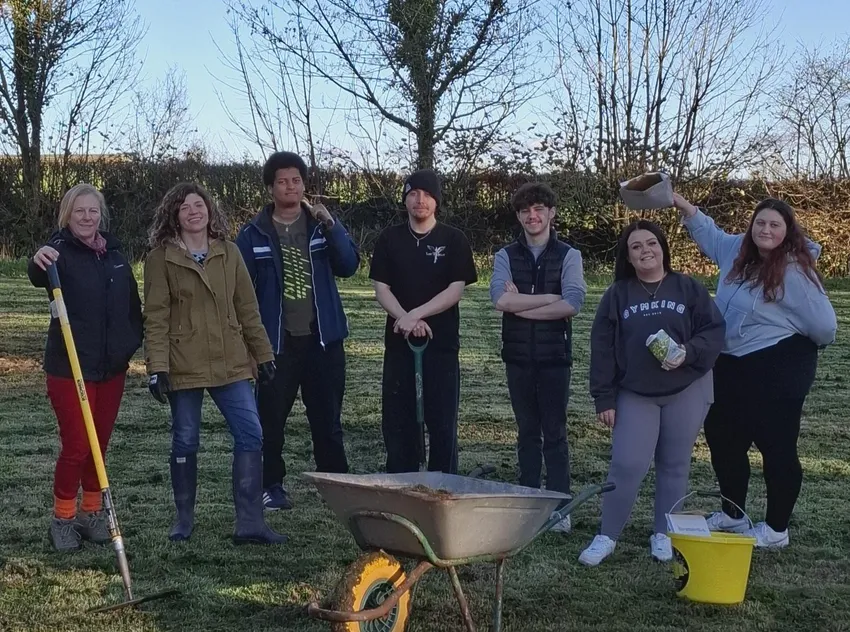 Helping in the garden
