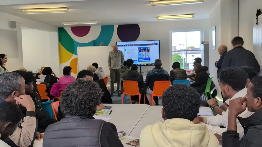 Full English class with students from around the world.