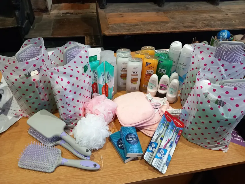 Toiletry Packs, providing essential items to help restore dignity.