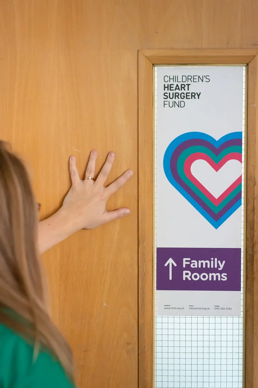 Door to family accommodation rooms on Brotherton Wing, LGI