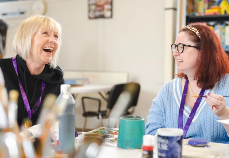 Photo of Helen and Amy at Oxford Head Injury Services Activity & Rehabilitation Centre