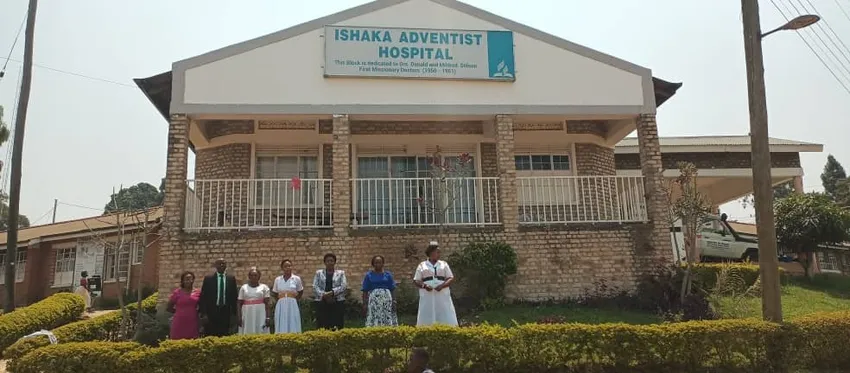The staff team outside one of the hospitals we partner with