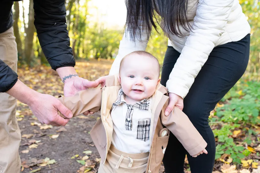 Baby at park with Mum and Dad