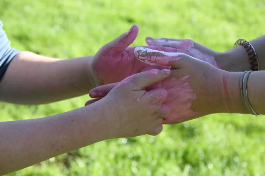 Young people's hands in creative activity