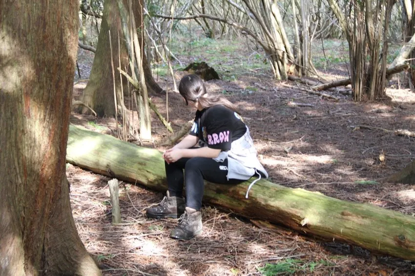 Young person exploring nature