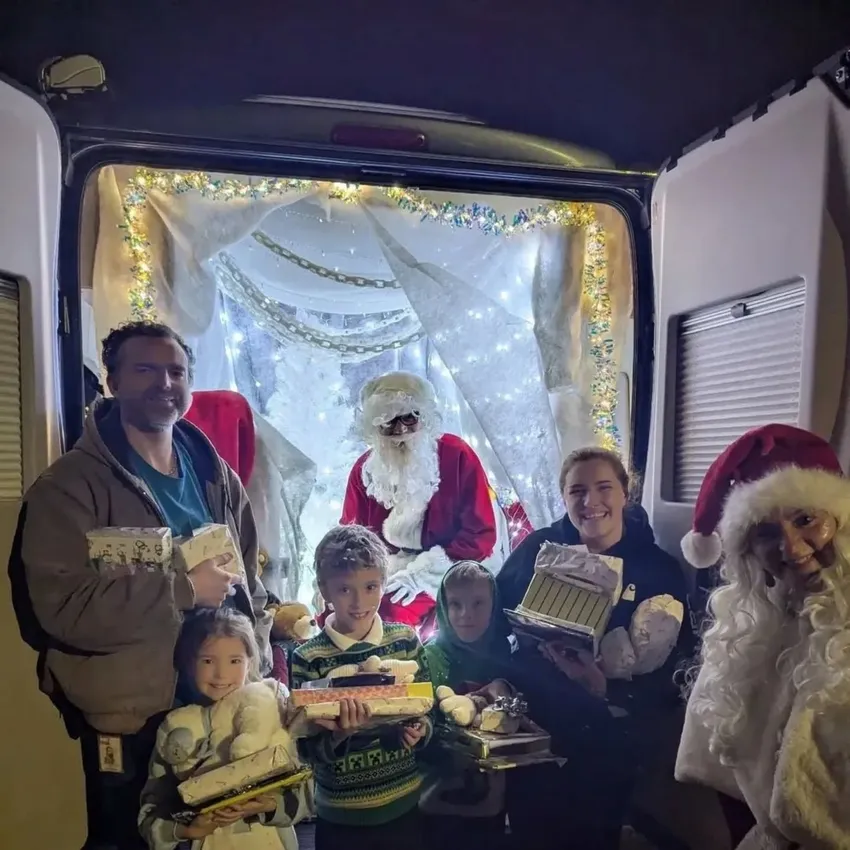A family who received a visit from Santa in 2025