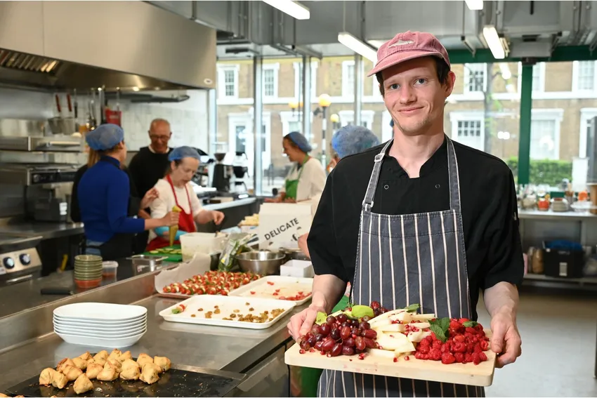 Nourish Hub Birthday Party, UKHarvest Chef creating meals from surplus food