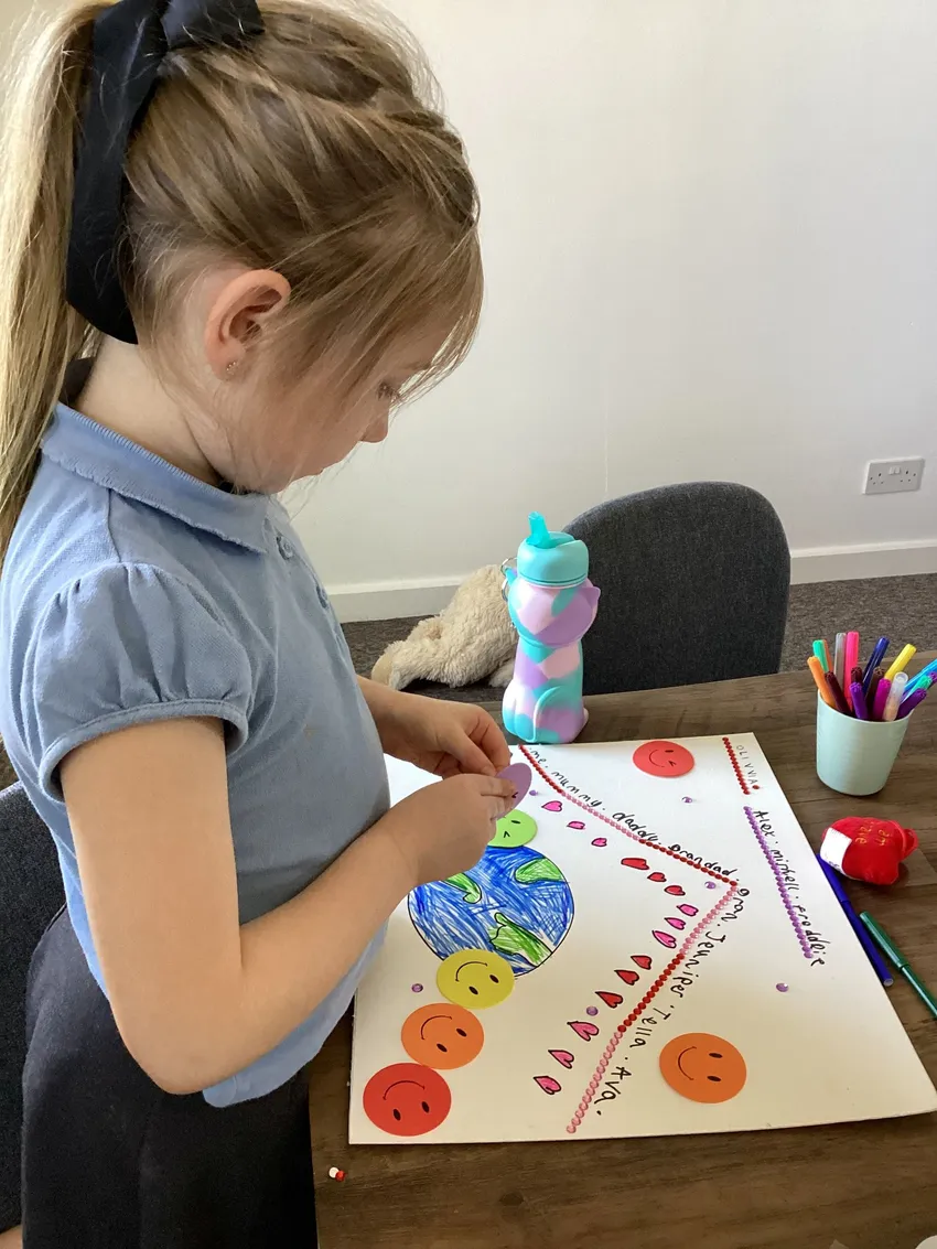 Child completing memory work