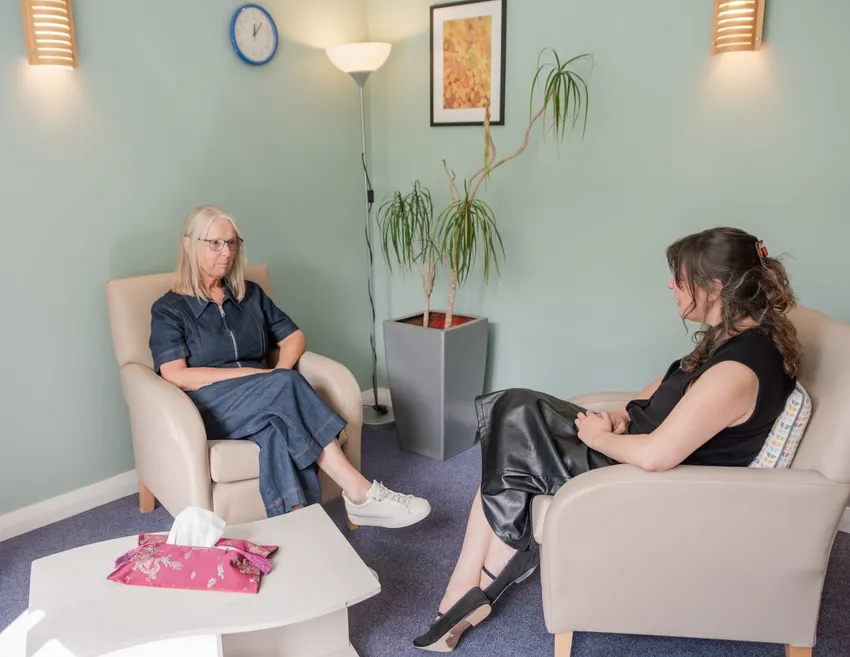 A client talking to a counsellor