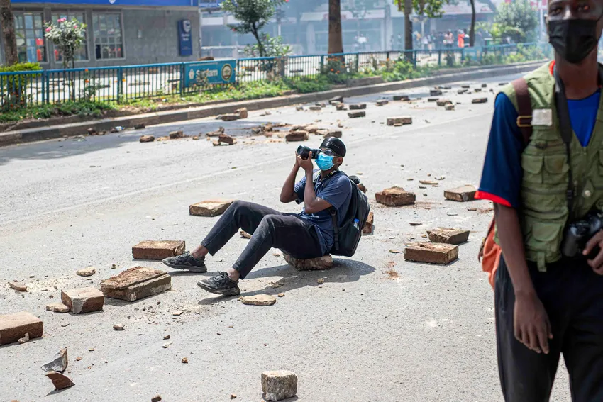 Photojournalist at protest