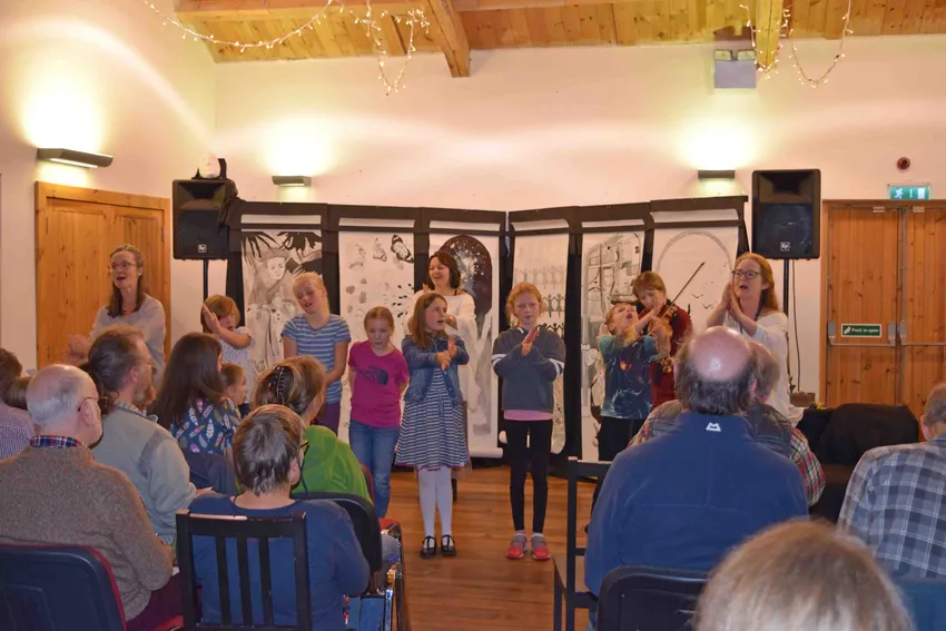 Singing and Signing the March of the Women of Science at the Big Shed with Margaret, Sabine, Audrey and Frances