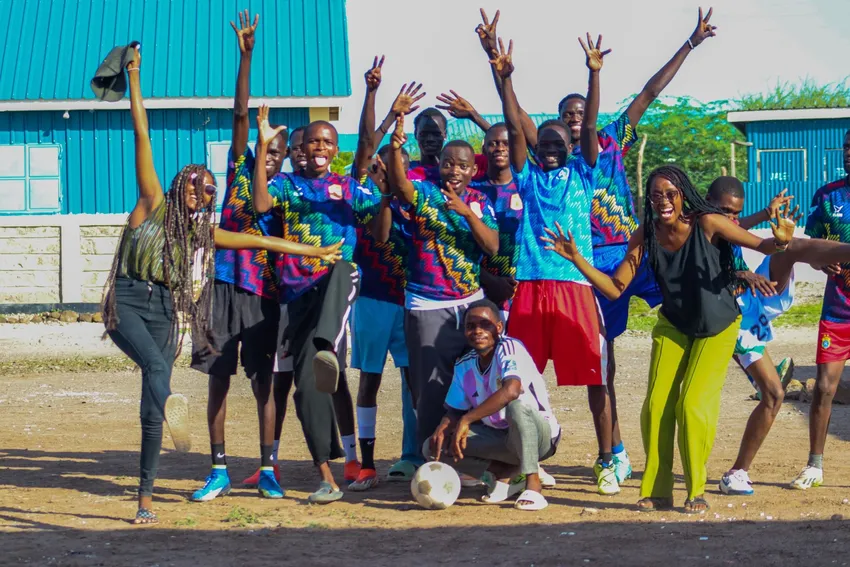 Student led footbal in Kalobeyei, Kenya
