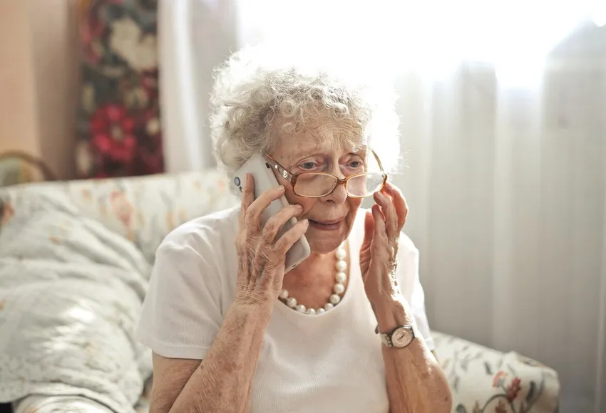 Older lady on the phone