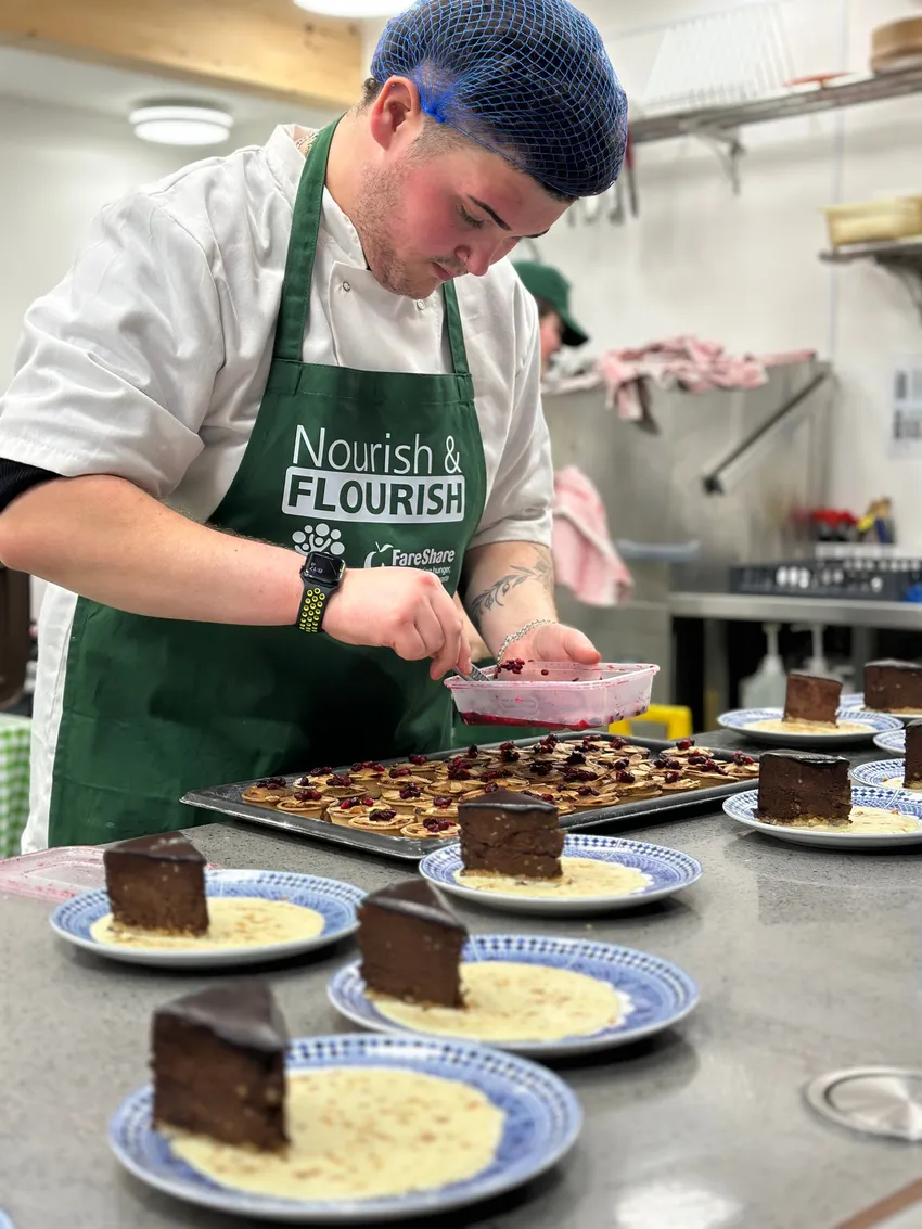 Connor plating chocolate dessert