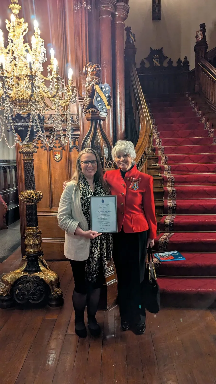 CEO Lindsay Oliver receiving the High Sheriff of North Yorkshire's Award for Empowering Young People sponsored by Diana Parkes and the Joanna Simpson Foundation.