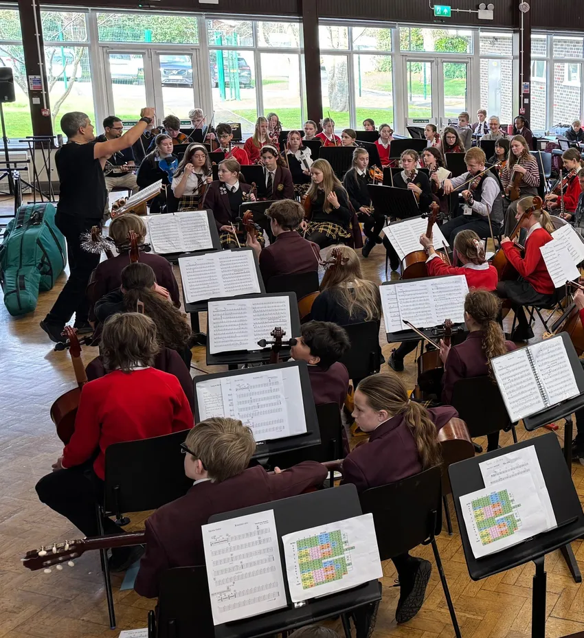 Ensemble Reza coaching local schools' orchestral music day