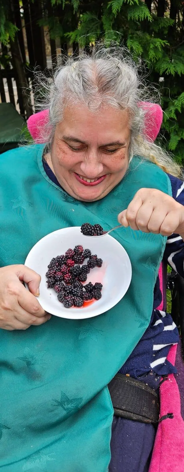 Enjoying the berries from our Blooming Marvellous allotment