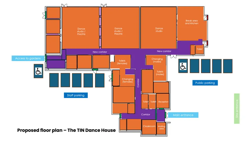Proposed floor plan - The TIN Dance House
