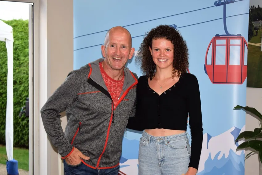 Eddie the Eagle our Patron with one of our athletes