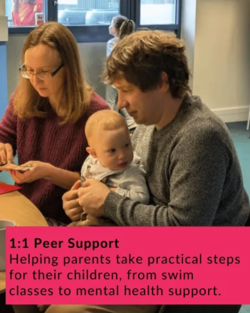1:1 peer support: helping parents take practical steps for their children, from swim classes to mental health support
