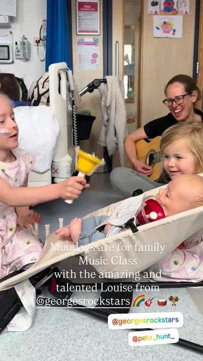 Family music therapy session in hospital