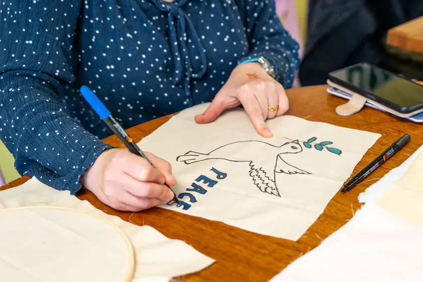 'the dove of peace'. artwork celebrating peace created at a workshop