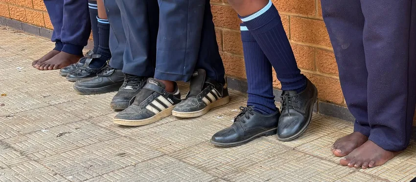 Some schoolchildren have no school shoes.