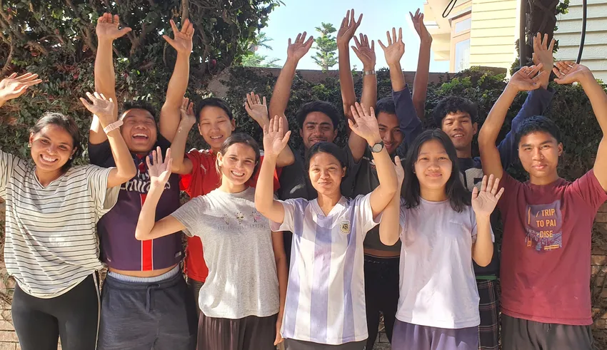 Older children at the orphanage celebrate